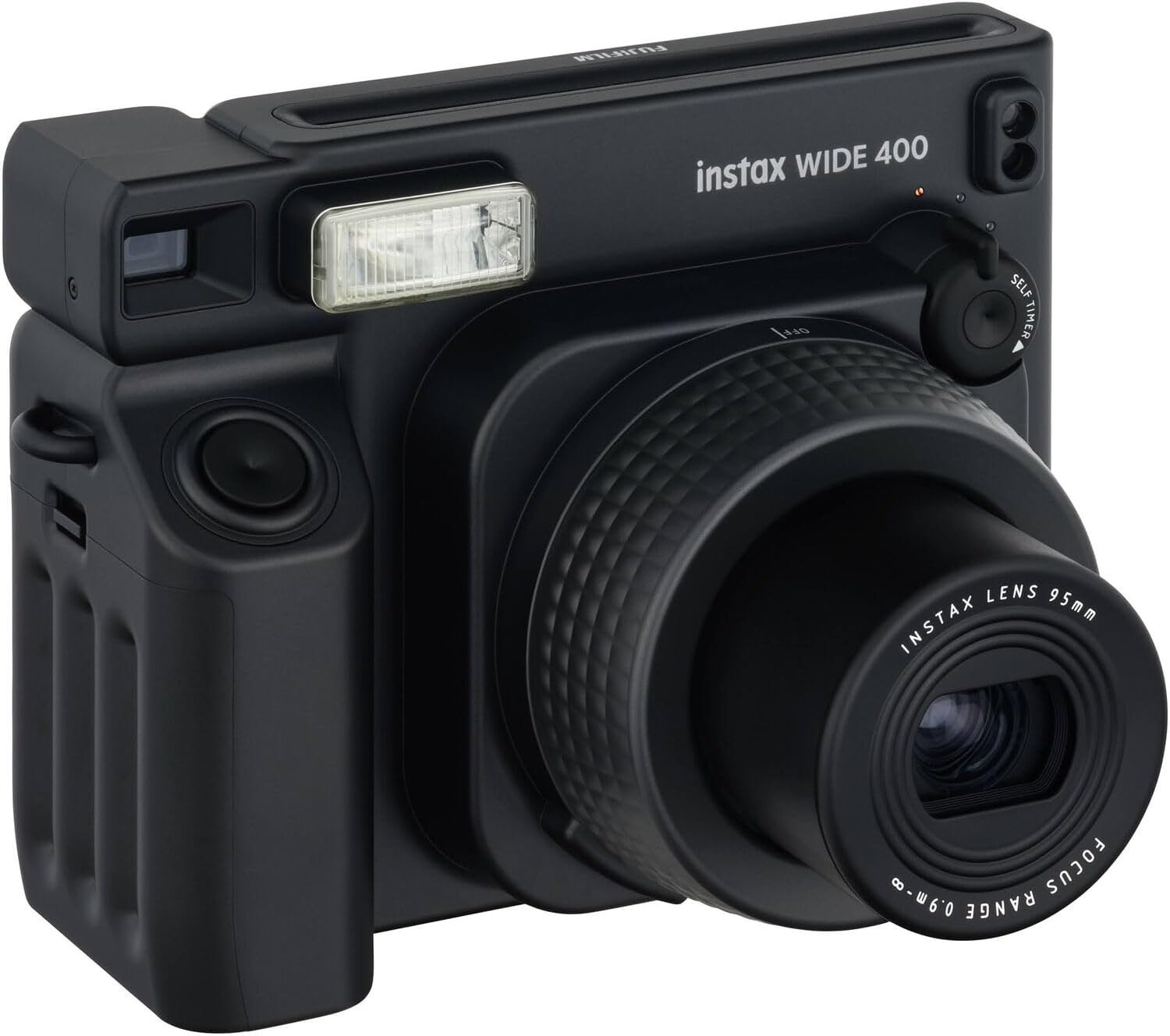 FUJIFILM INSTAX Wide 400 Instant Camera | Jet Black Bundled with INSTAX Wide Instant Film | 20 Exposures + Wide Album & Colored Frames + Cleaning Cloth (4 Items)