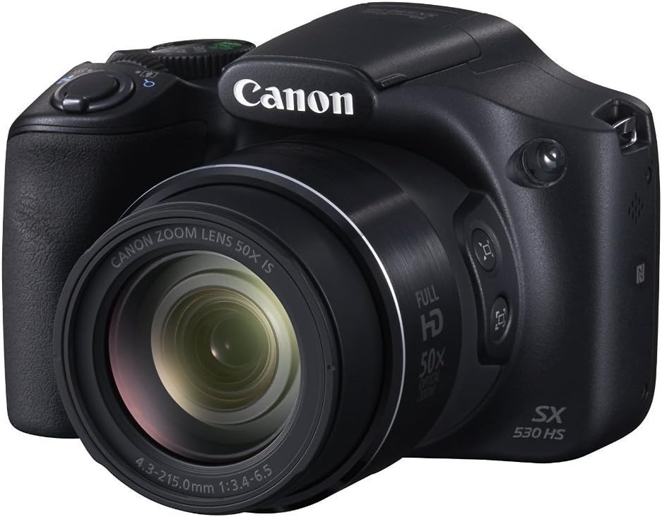 Canon PowerShot SX530 HS 16.0 MP CMOS Digital Camera with 50x Optical is Zoom (24-1200mm), Built-in WiFi, 3-Inch LCD and 1080P Full HD Video (Black) (Renewed)