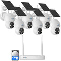 Hiseeu Solar Camera Wireless Outdoor, Home Security Camera System, 2.4G & 5G WiFi, Solar-Powered 4MP 6 Cam-Kit, Color Night Vision, 360° View, Pan & Tilt, 1TB HDD, No Subscription
