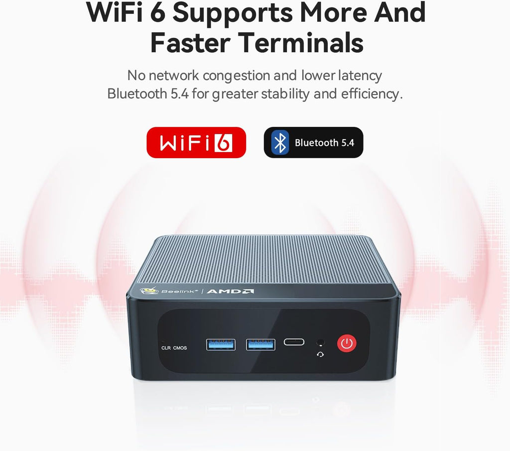 Beelink SER5 Pro Mini PC, AMD Ryzen 5 5625U(up to 4.3GHz) 6C/12T, Mini Computer 16GB DDR4 RAM 480GB NVMe SSD, Mini Desktop Computer 4K@60Hz Dual Display HDMI&DP WiFi6/BT5.2/WOL/HTPC/W-11 Pro
