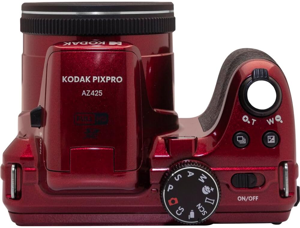 Kodak PIXPRO AZ425 Digital Camera Bundle, Includes: SanDisk 128GB SDXC Memory Card, Small Camera Bag, SD Card Reader and More (6 Items) (Red)