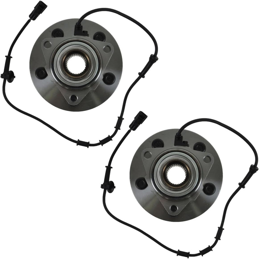 TRQ 2 Piece Front Wheel Bearing & Hub Assembly Set Compatible with 2002-2005 Dodge Ram 1500