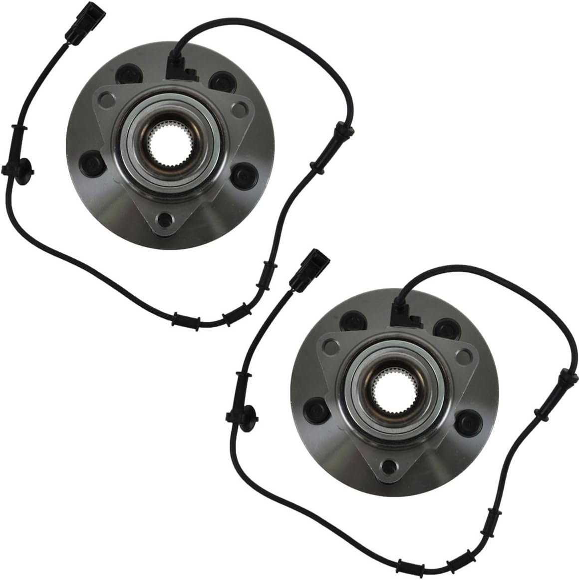 TRQ 2 Piece Front Wheel Bearing & Hub Assembly Set Compatible with 2002-2005 Dodge Ram 1500