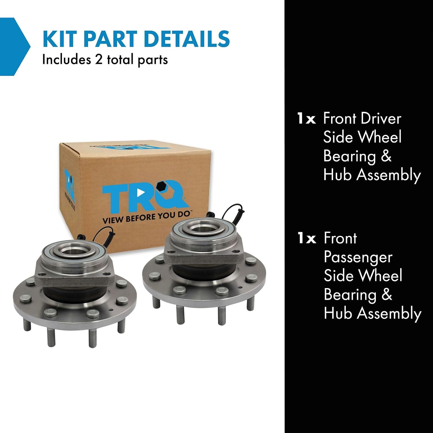 TRQ Front Left and Right Wheel Bearing and Hub Assembly Set 2 Piece Compatible with 11-19 Chevrolet Silverado 3500 HD 4WD with Dual Rear Wheels 11-19 GMC Sierra 3500 HD 4WD with Dual Rear Wheels