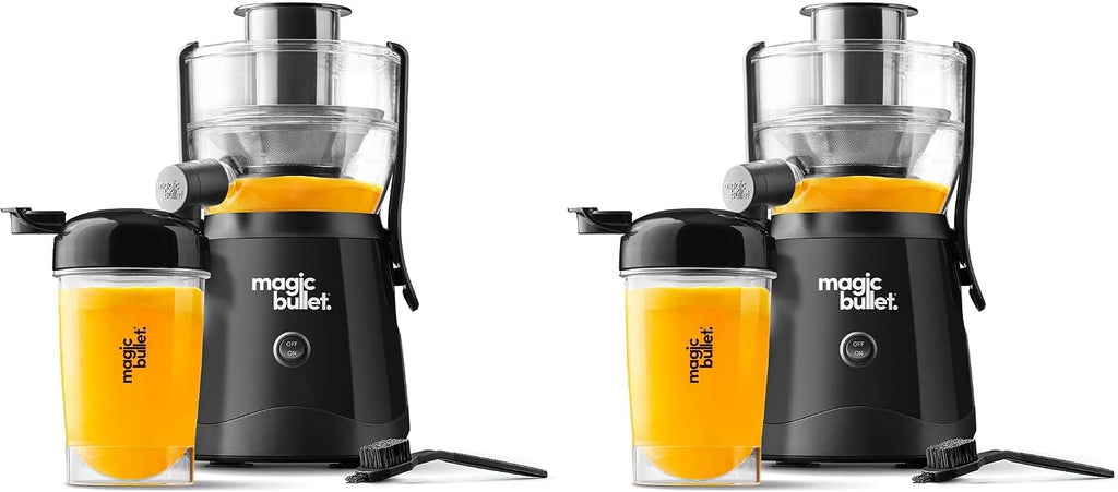 Magic Bullet® Mini Juicer,Countertop Space-Saving,2' Feed Chute for Fruits and Vegetables,400W,16oz Cup,Compact Design,Black,MBJ50100AK,(Pack of 2)
