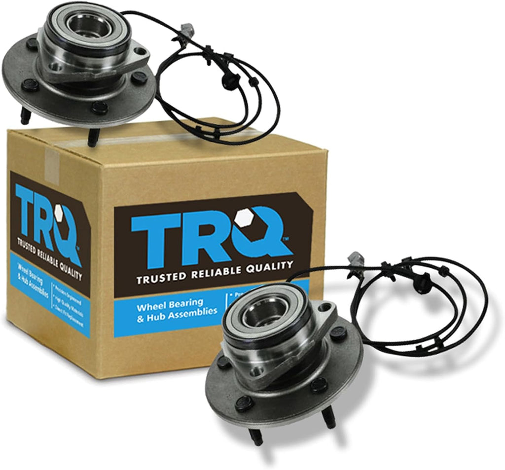 TRQ 2 Piece Front Wheel Bearing & Hub Assembly Set Compatible with 2000-2001 Dodge Ram 1500