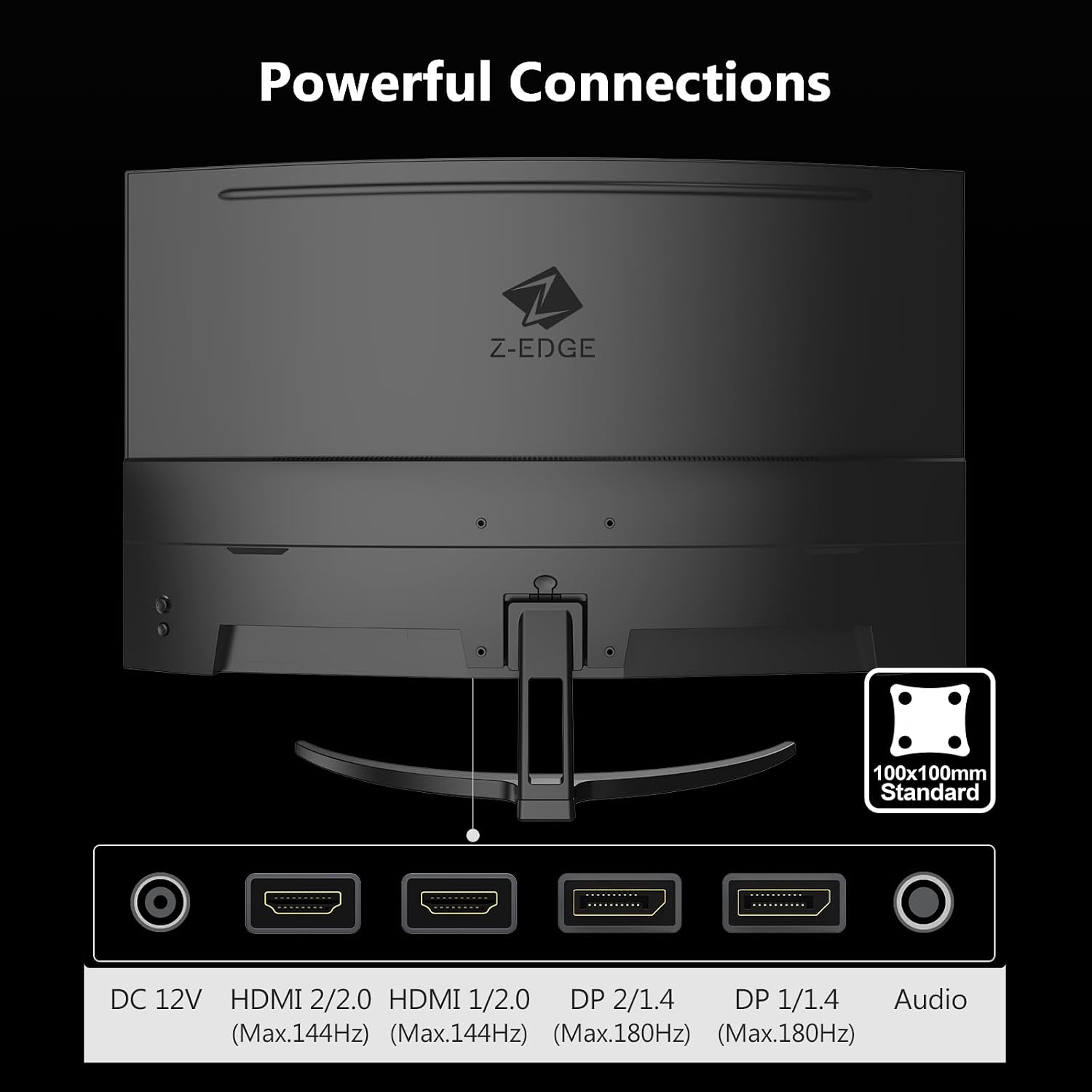 Z-Edge 32 inch Curved Gaming Monitor, QHD 1440P 180Hz 165Hz 144Hz Curved Monitor, 1500R Computer Monitor, MPRT 1ms Monitor, 16.7M Colors, 3000:1 Contrast, UG32 Ultra Slim Bezel, DP x2, HDMI x2