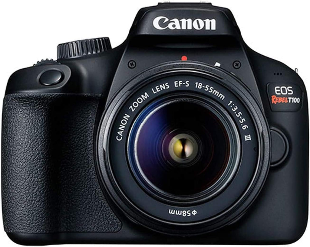EOS Rebel T100 (EOS 4000D) DSLR Camera w/ 18-55mm DC III Zoom Lens with Pixibytes Deluxe Bundle (Renewed)