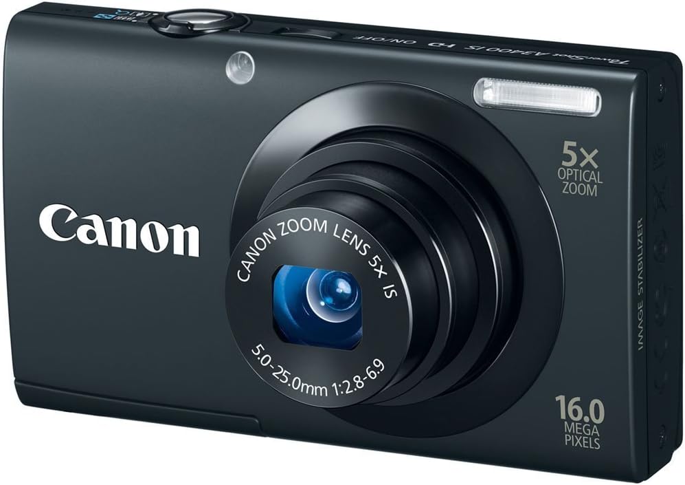 Canon PowerShot A3400 IS 16.0 MP Digital Camera with 5x Optical Image Stabilized Zoom 28mm Wide-Angle Lens with 720p HD Video Recording and 3.0-Inch Touch Panel LCD (Black)