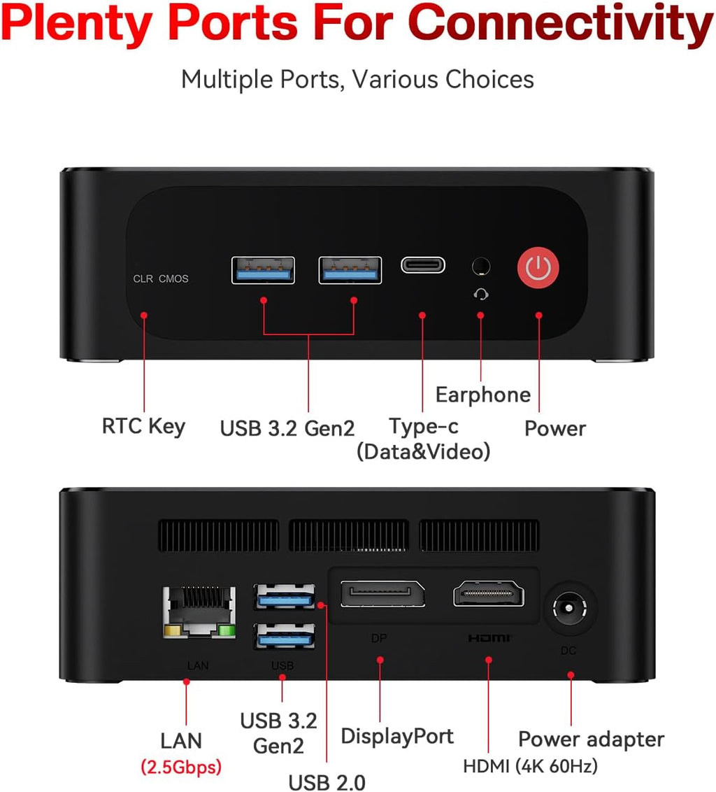 Beelink SER5 Pro Mini PC, AMD Ryzen 5 5625U(up to 4.3GHz) 6C/12T, Mini Computer 16GB DDR4 RAM 480GB NVMe SSD, Mini Desktop Computer 4K@60Hz Dual Display HDMI&DP WiFi6/BT5.2/WOL/HTPC/W-11 Pro