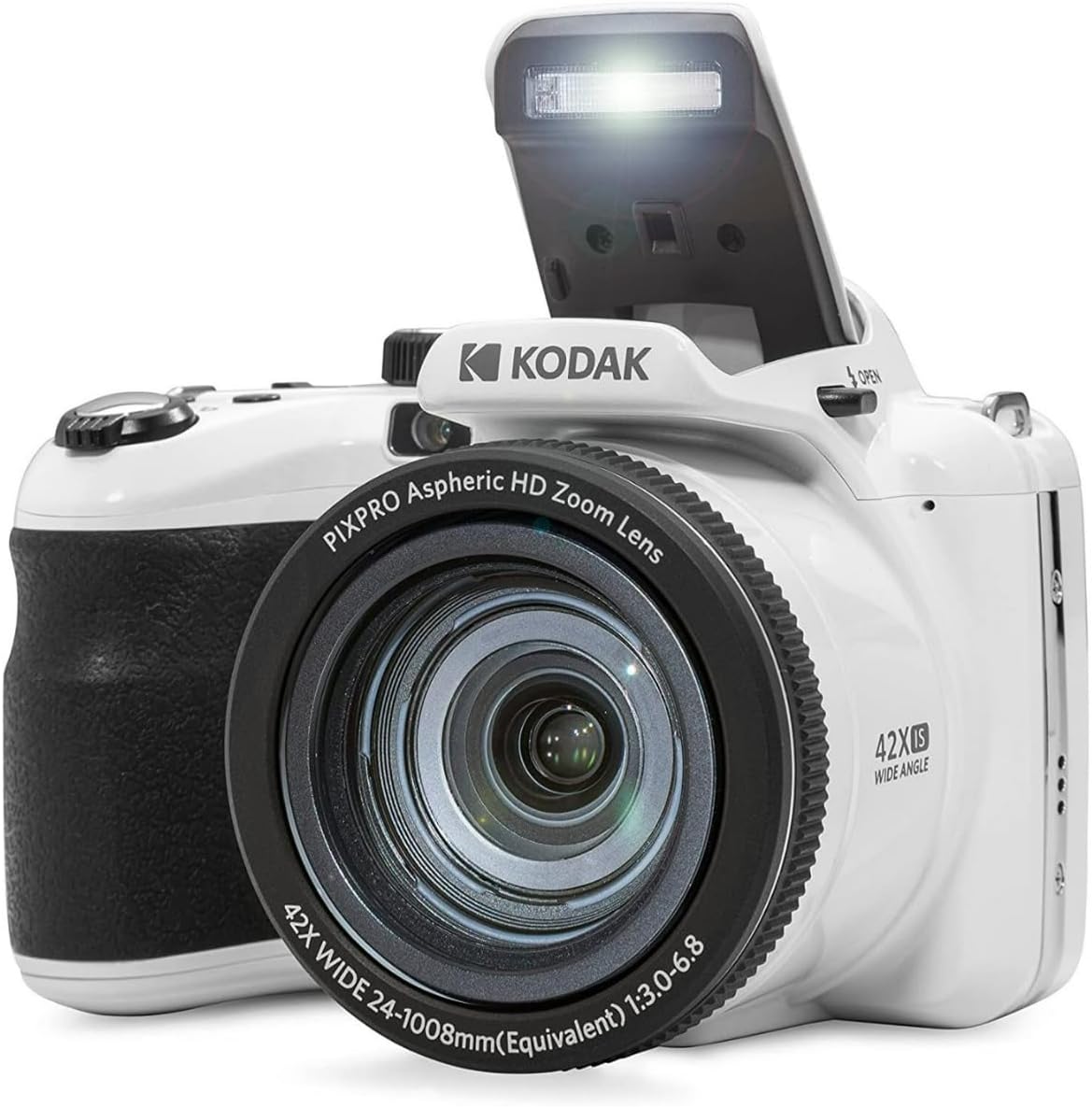 Kodak PIXPRO Astro Zoom AZ425 20MP Digital Camera (White) Bundle with 32GB SD Card, Rechargeable Battery and Charger Kit, Camera Case and Accessory Kit (4 Items)