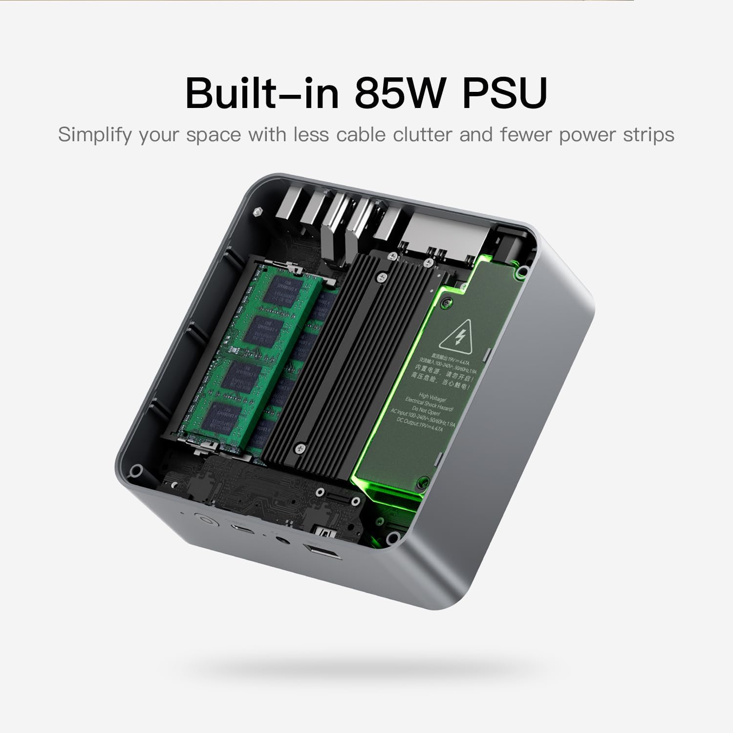 Beelink EQR5 Mini PC, AMD Ryzen 5 5500U(6C/12T, Up to 4.0GHz), Mini Computer 16G DDR4 RAM 500GB NVMe PCIe3.0x4 SSD, Micro PC 4K@60Hz Dual Display Dual HDMI/WiFi6/BT5.2/1000Mbps