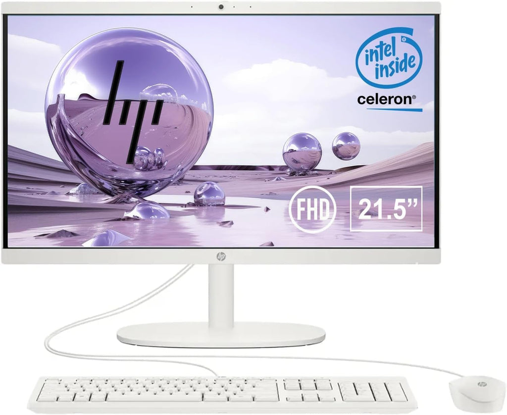 HP 22' FHD All-in-One Desktop Computer | Intel Dual-Core CPU | 16GB DDR4 RAM, 512GB PCIe SSD | WiFi 6, Bluetooth 5.3, RJ45 | Anti-Glare | Intel UHD Graphics | USB-C 5Gbps Port | Wired KB & Mouse