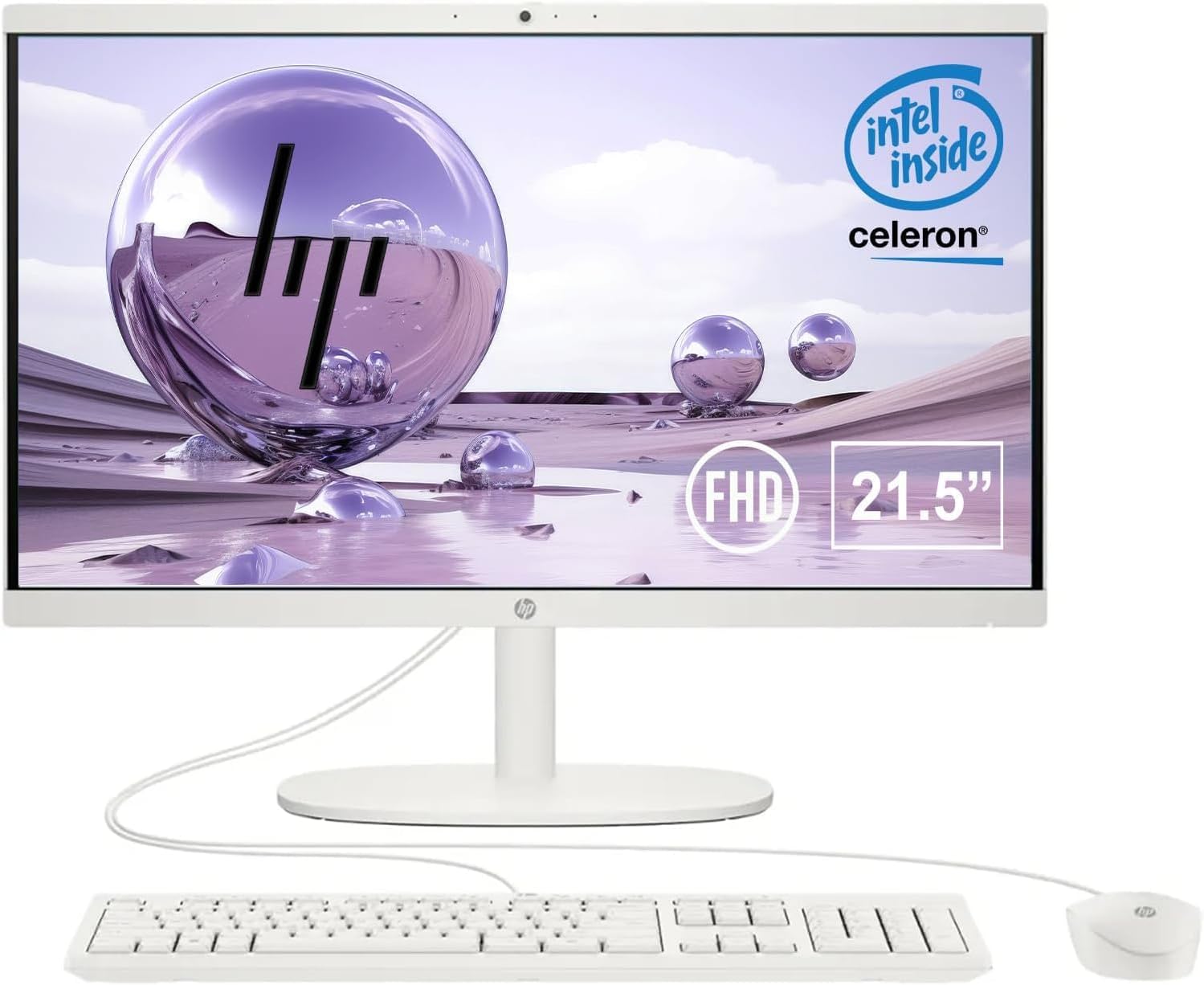 HP 22' FHD All-in-One Desktop Computer | Intel Dual-Core CPU | 16GB DDR4 RAM, 512GB PCIe SSD | WiFi 6, Bluetooth 5.3, RJ45 | Anti-Glare | Intel UHD Graphics | USB-C 5Gbps Port | Wired KB & Mouse