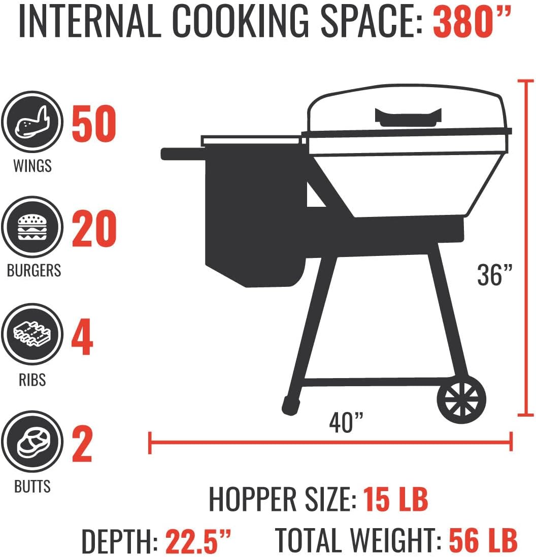 recteq Pellet Grill RT-B380 Bullseye + Grilling Basics Bundle, BBQ, Outdoor, and Electric Pellet Smoker Grill, Electric Smokers, Uses 100% Wood Pellets for Ribs, Brisket, Chicken, Sear, Smoke