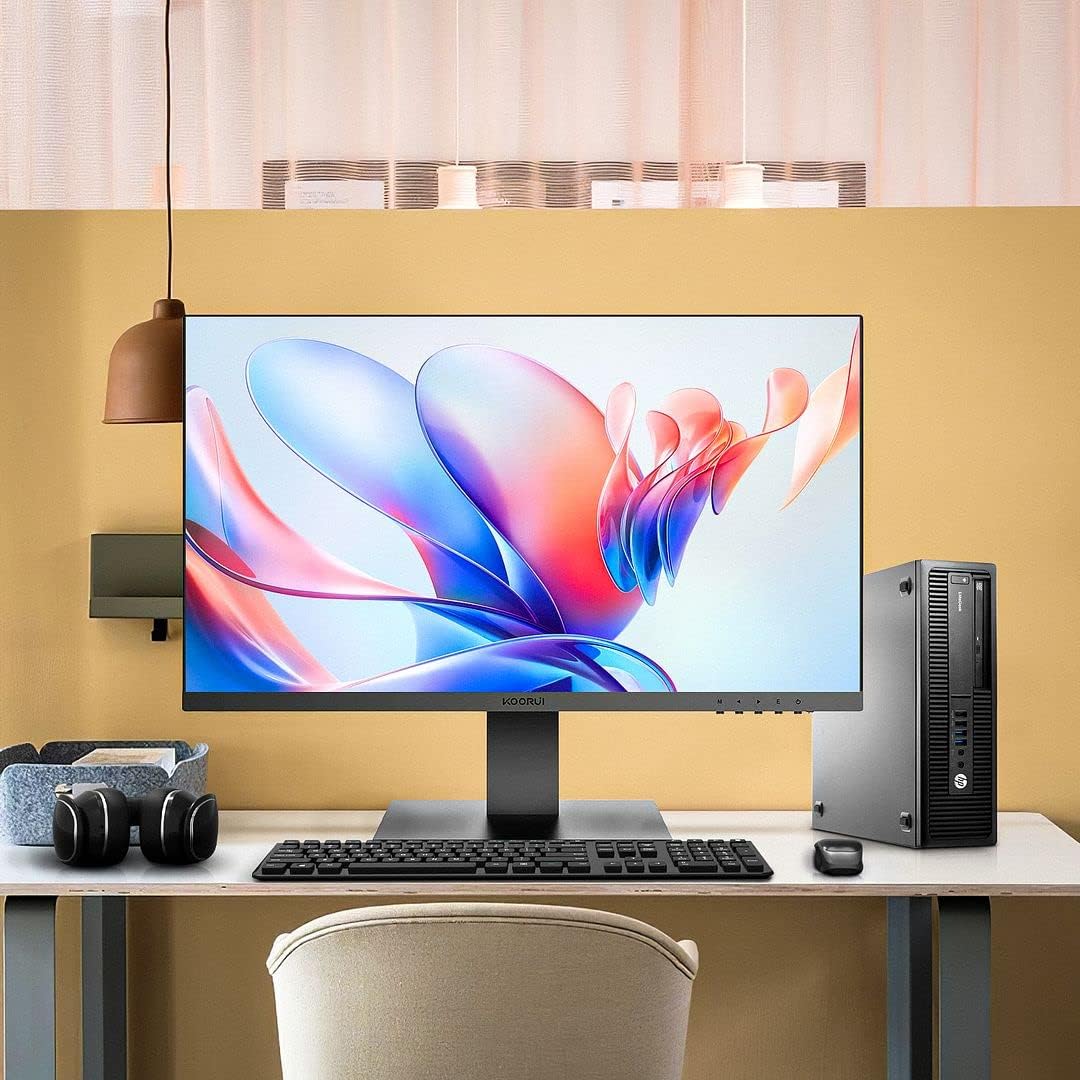 HP EliteDesk 800 G1 SFF Desktop Computer PC,i5 Small Form Factor Business Desk Top, Koorui 24 inch New Monitor,16GB RAM, 256GB SSD + 2TB HDD,WiFi,Bluetooth,Wireless Keyboard Mouse(Renewed)