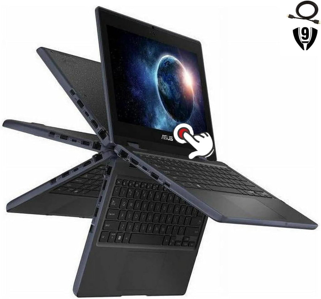 ASUS 11.6' HD Touchscreen 2 in 1 Educational Laptop, Intel Celeron N100 Processor, 4GB RAM 128GB SSD, Wi-Fi 6, Bluetooth 5.1, Spill Resistant, Anti Glare Coating, Windows 11 Pro, Mineral Gray