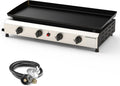 4 Burner Flat Top Grill, 30 Inch Stainless Steel Tabletop Portable Propane Griddle, 40,000 BTU BBQ Gas Griddle Flat Grill for Outdoor BBQ
