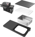 Utheer Upgraded Folding Front Shelf for Traeger Woodridge Pro, Woodridge Pro Plus, Woodridge Elite & Ironwood/Ironwood XL Pellet Grill, 28' BBQ Prep Table with Cutting Board, Basin & 4 Hooks
