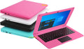 Windows 10 Computer Laptop Mini 10 Inch 32GB Ultra Thin and Light Netbook Quad Core CPU PC HDMI WiFi USB YouTube (Pink)