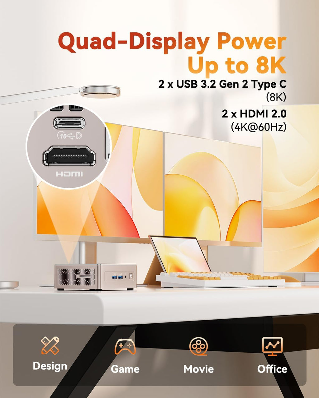 GEEKOM A5 Mini PC with AMD Ryzen 7 5825U, 3-Year Coverage, 16GB RAM(Upgradable, Not LPDDR)&512GB M.2 NVMe SSD, Windows 11 Pro Desktop Computer,SD Slot, 8K, Dual HDMI | Wi-Fi 6, BT 5.2 | Home & Office