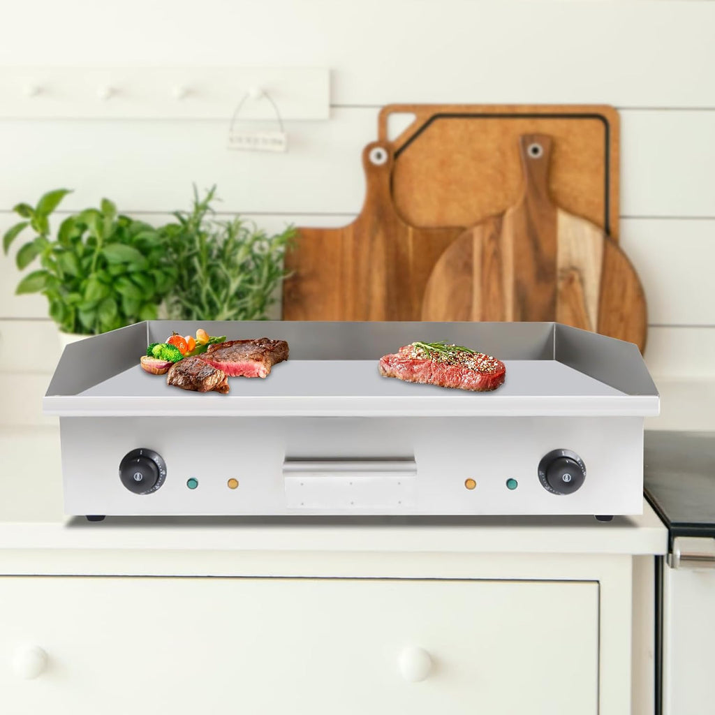 29'Commercial Electric Griddle Electric Countertop Griddle 3000W Restaurant Grill BBQ Flat Top 430 Stainless Steel Long Griddle Electric Nonstick Adjustable Thermostatic Control for Kitchen 110V