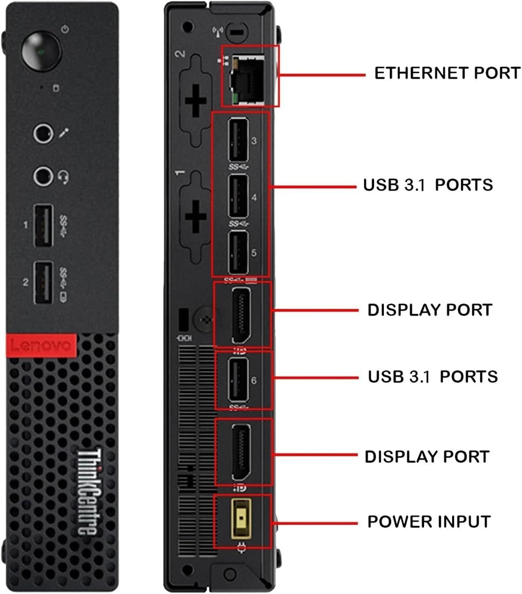 Lenovo ThinkCentre M910Q Tiny Desktop Computer, Intel Core i7-6700T Upto 3.6GHz, 16GB RAM, 2TB NVMe SSD, 4K 3-Monitor Support DisplayPort, HDMI, AC Wi-Fi, Bluetooth - Windows 11 Pro (Renewed)