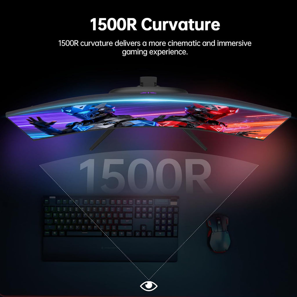 KTC 32 Inch Curved Gaming Monitor, 2K 180Hz Computer Monitor, Up to 185Hz, QHD 1500R PC Monitor 1ms with Adaptive Sync, DisplayPort/HDMI/USB, VESA Wall Mount, Tilt Adjustable, H32S5