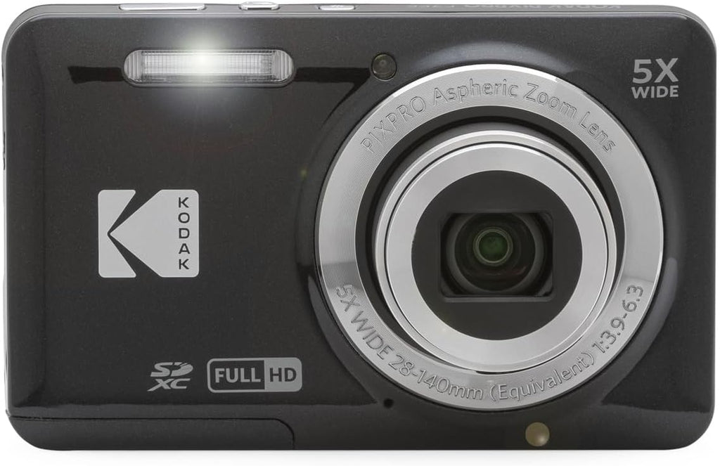 Kodak PIXPRO FZ55 Digital Camera (Black) + Point & Shoot Camera Case + Sandisk 128GB SDXC Memory Card