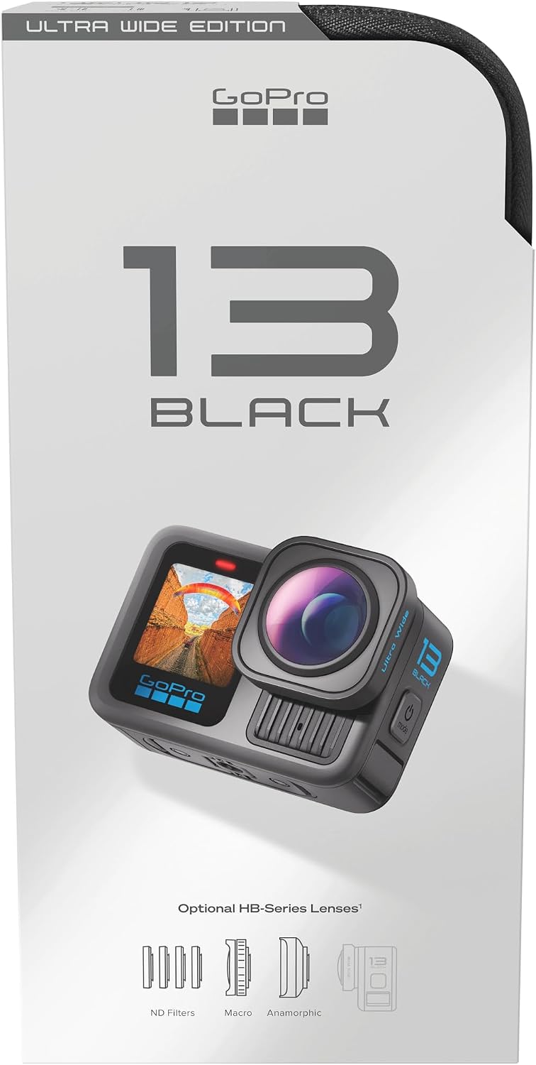 GoPro HERO13 Black Ultra Wide Edition - Waterproof Action Camera with 5.3K60 Video, 27MP Photo, Boosted 177-degree FOV + Compatability with HB-Series Lenses