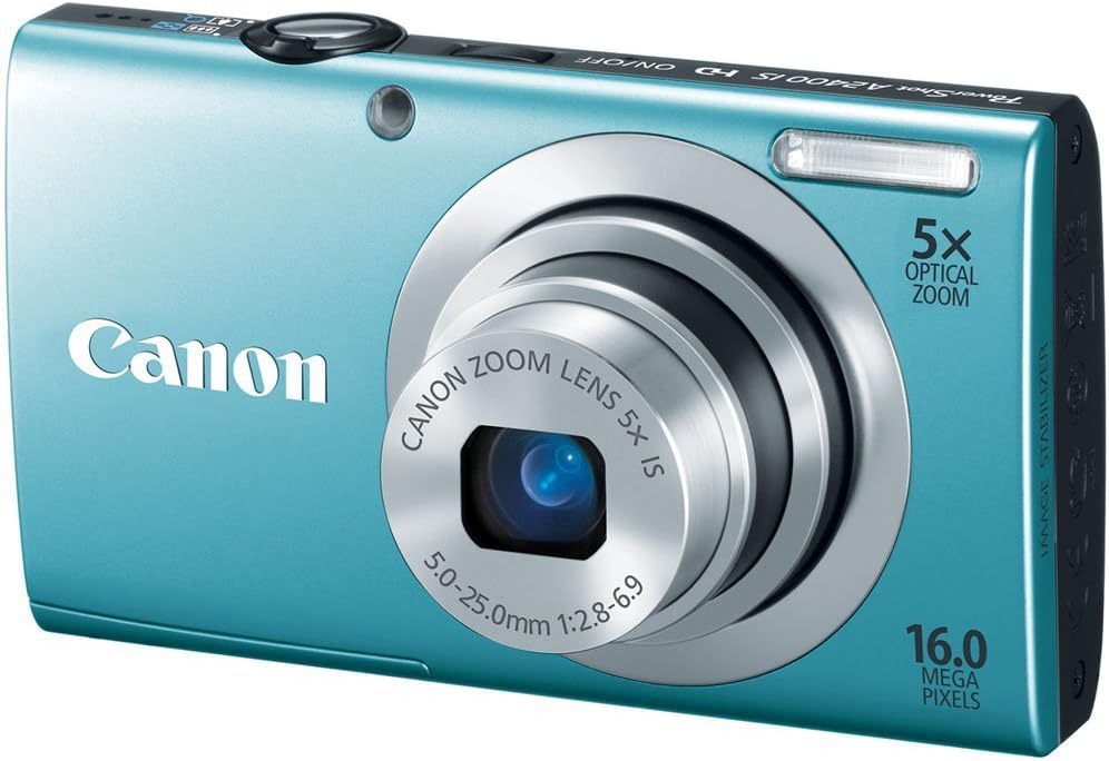 Canon PowerShot A2400 IS 16.0 MP Digital Camera with 5x Optical Image Stabilized Zoom 28mm Wide-Angle Lens with 720p Full HD Video Recording and 2.7-Inch LCD (Blue)