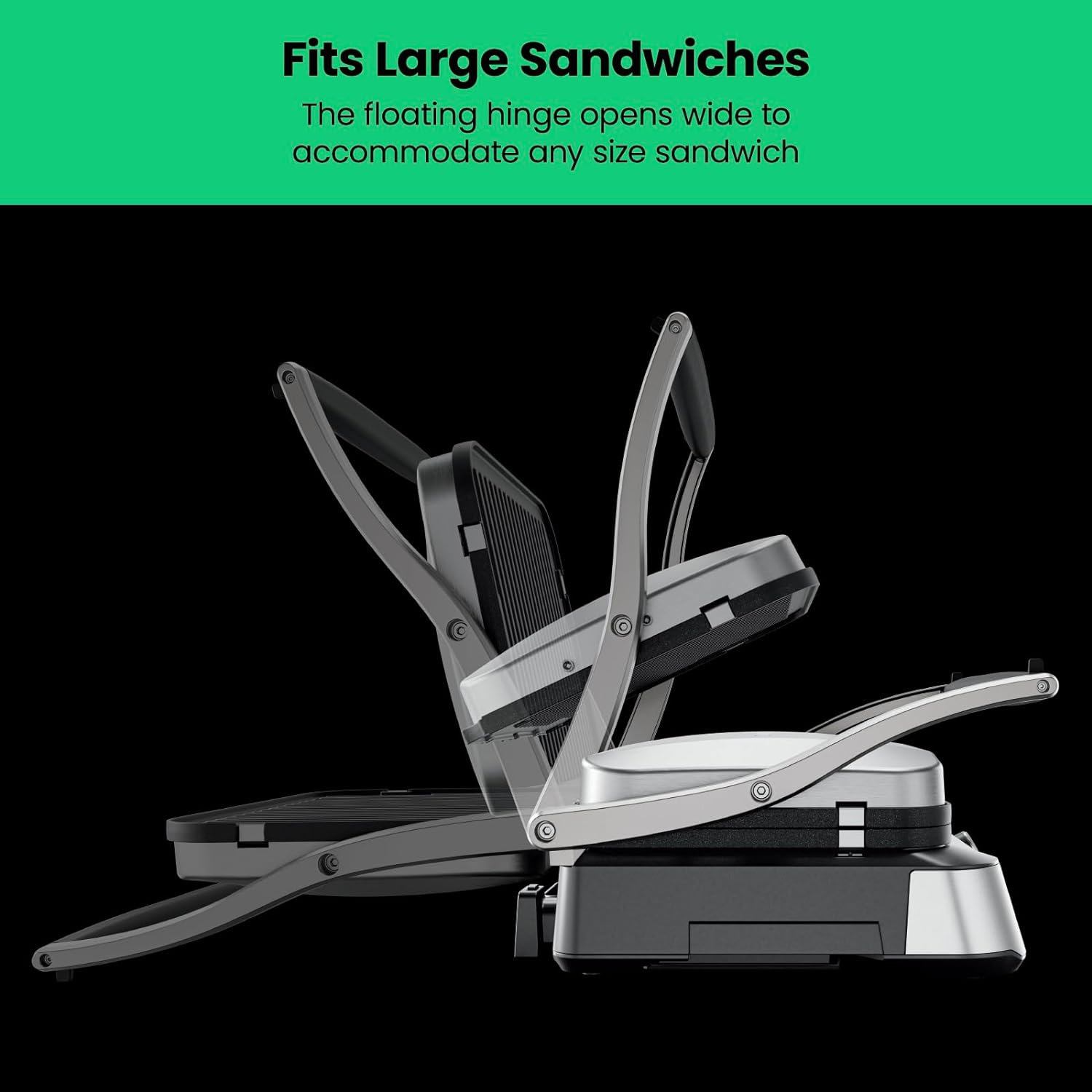 Chefman 5-in-1 Digital Panini Press Grill Sandwich Maker and Griddle Grill Combo with Removable, Reversible Dishwasher-Safe Grilling Plates, Opens 180° for Indoor BBQ /Flat Top Grill, Stainless steel