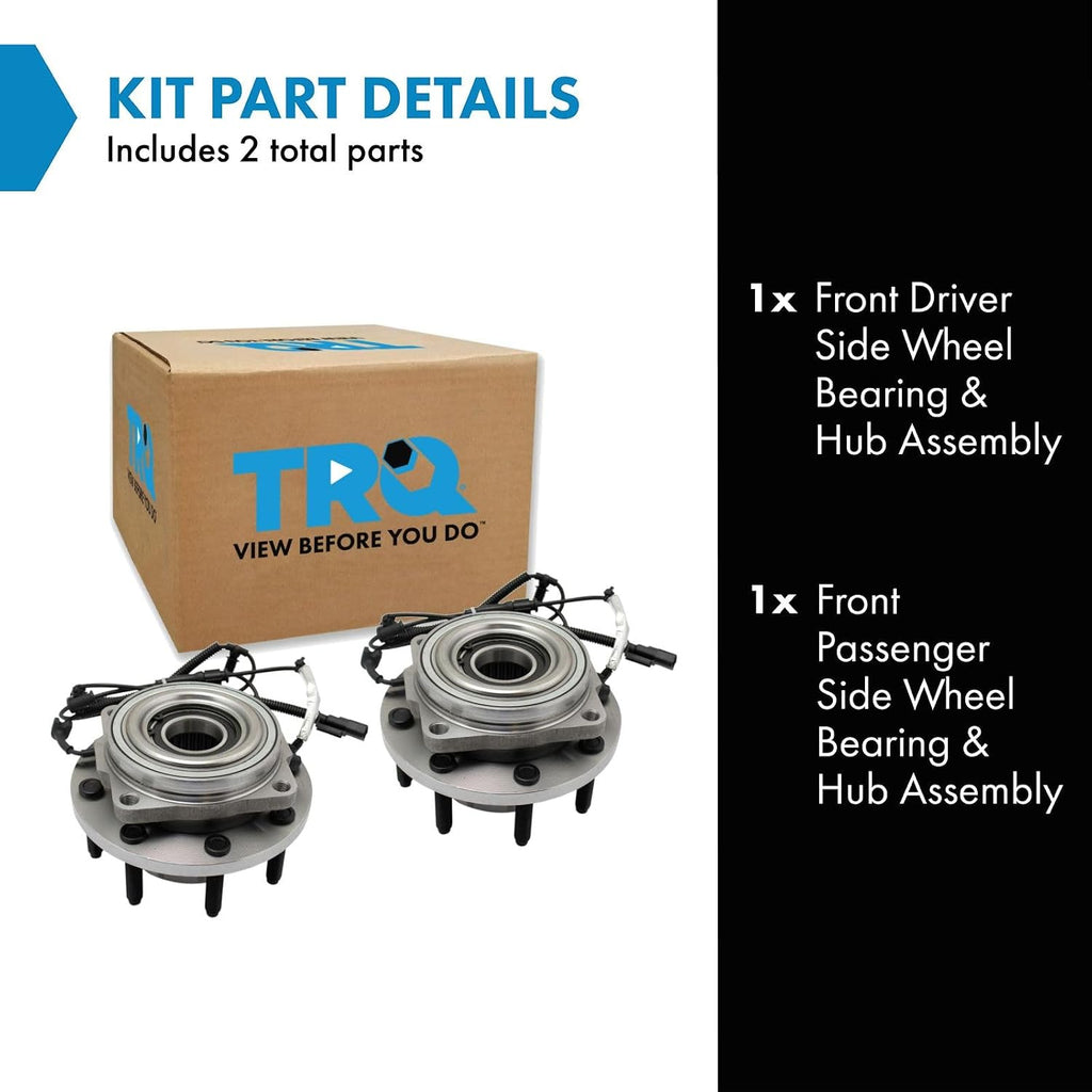 TRQ Front Driver and Passenger Side Wheel Bearing and Hub Assembly Set 2 Piece Compatible with 17-19 Ford F-250 Super Duty 4WD 20-22 F-250 Super Duty 4WD SRW 17-22 F-350 Super Duty 4WD SRW