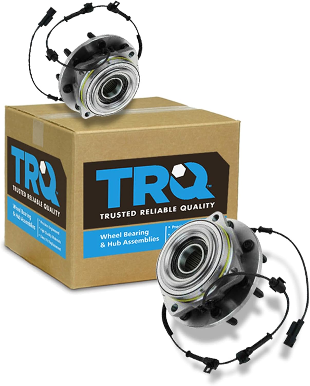 TRQ Front Left and Right Wheel Bearing and Hub Assembly Set 2 Piece Compatible with 2011-2016 Ford F-350 Super Duty 4 Wheel Drive Dual Rear Wheels DRW