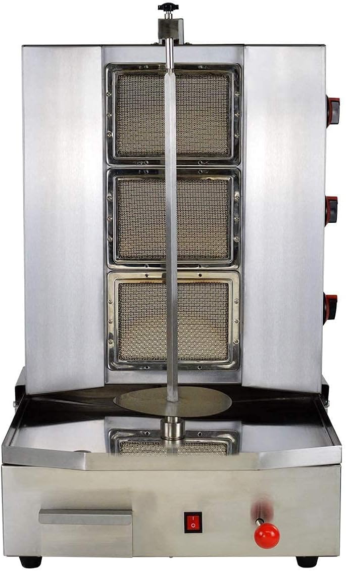 Shawarma Machine with 3 Burners Roaster Kitchen Kebab Grill Propane Gyro Machine Automatic Rotation for Restaurant Kitchen Garden