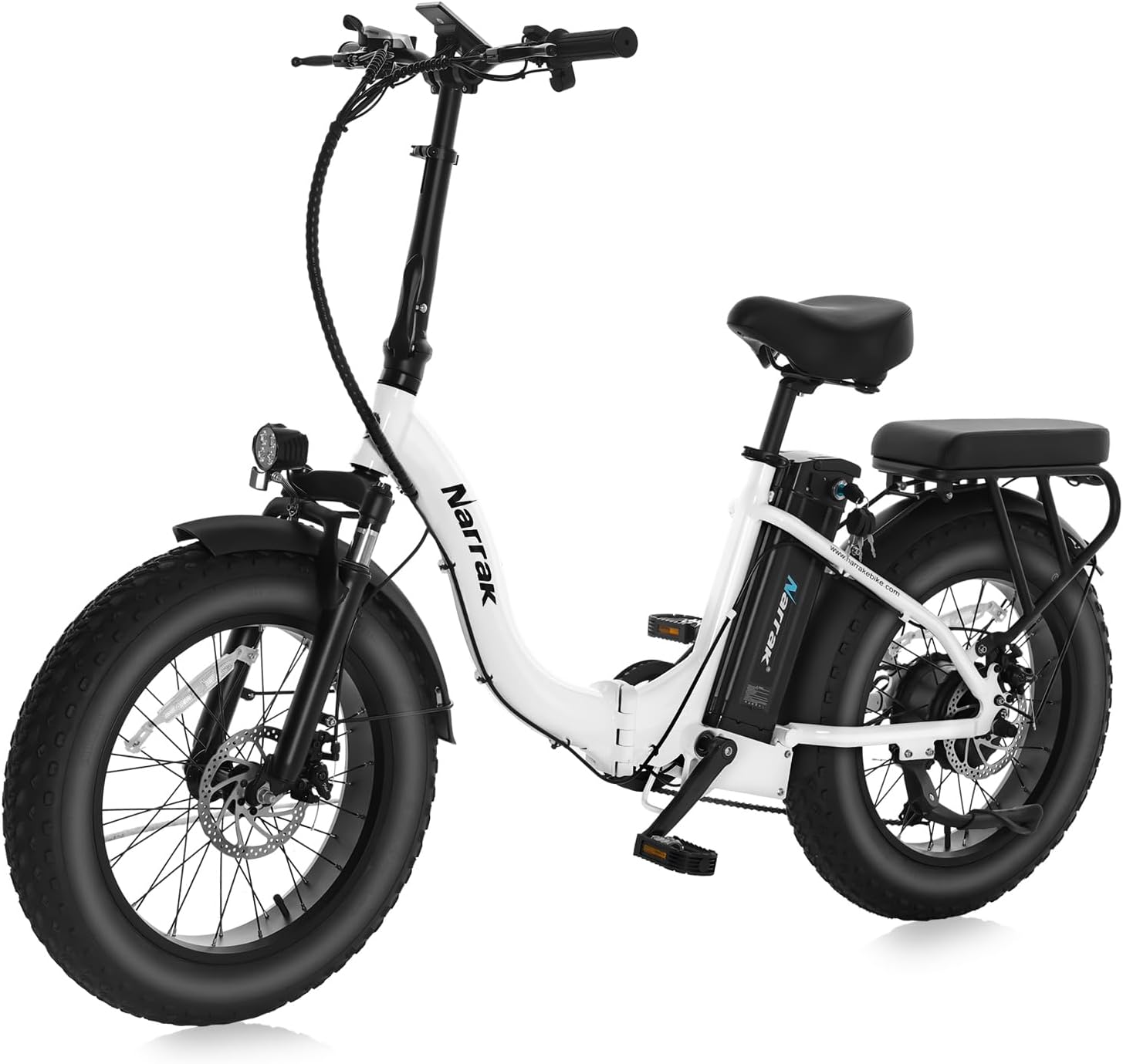 NARRAK Fat Tire Folding Electric Bike, 48V & 624Wh Lithium Removable Battery, Peak 1100W Brushless Motor, Max Speed 20Mph, M5 Large LCD Display, Suspension, Step-Over/Thru Frame