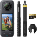 Insta360 X4 No Drone Bundle - 8K Waterproof 360 Action Camera, 4K Wide-Angle Video, Invisible Selfie Stick Effect, Removable Lens Guards, 135 Min Battery Life, AI Editing, Stabilization