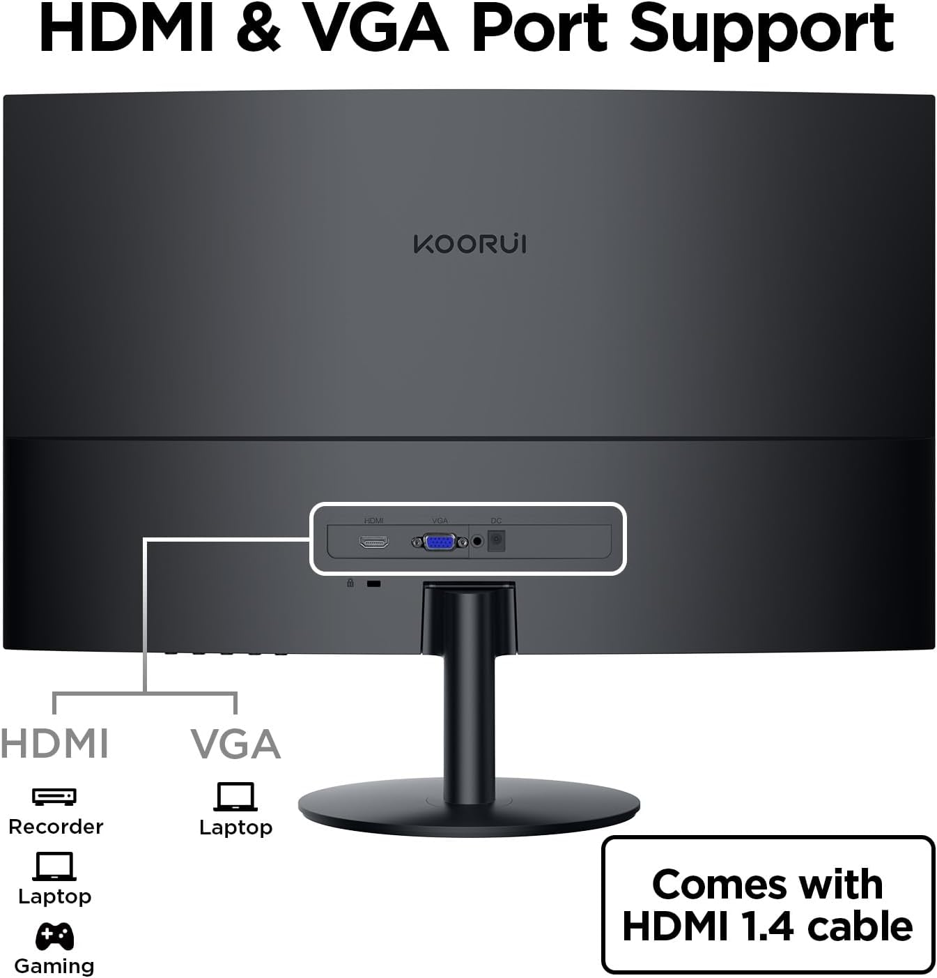 KOORUI 27 Inch Curved Monitor FHD 1080P 75Hz Computer Monitors, 1500R PC Screen with HDMI VGA, TÜV Rheinland Certified, Tilt Adjustable,1500R, Eye Care, Black, 27N5CA