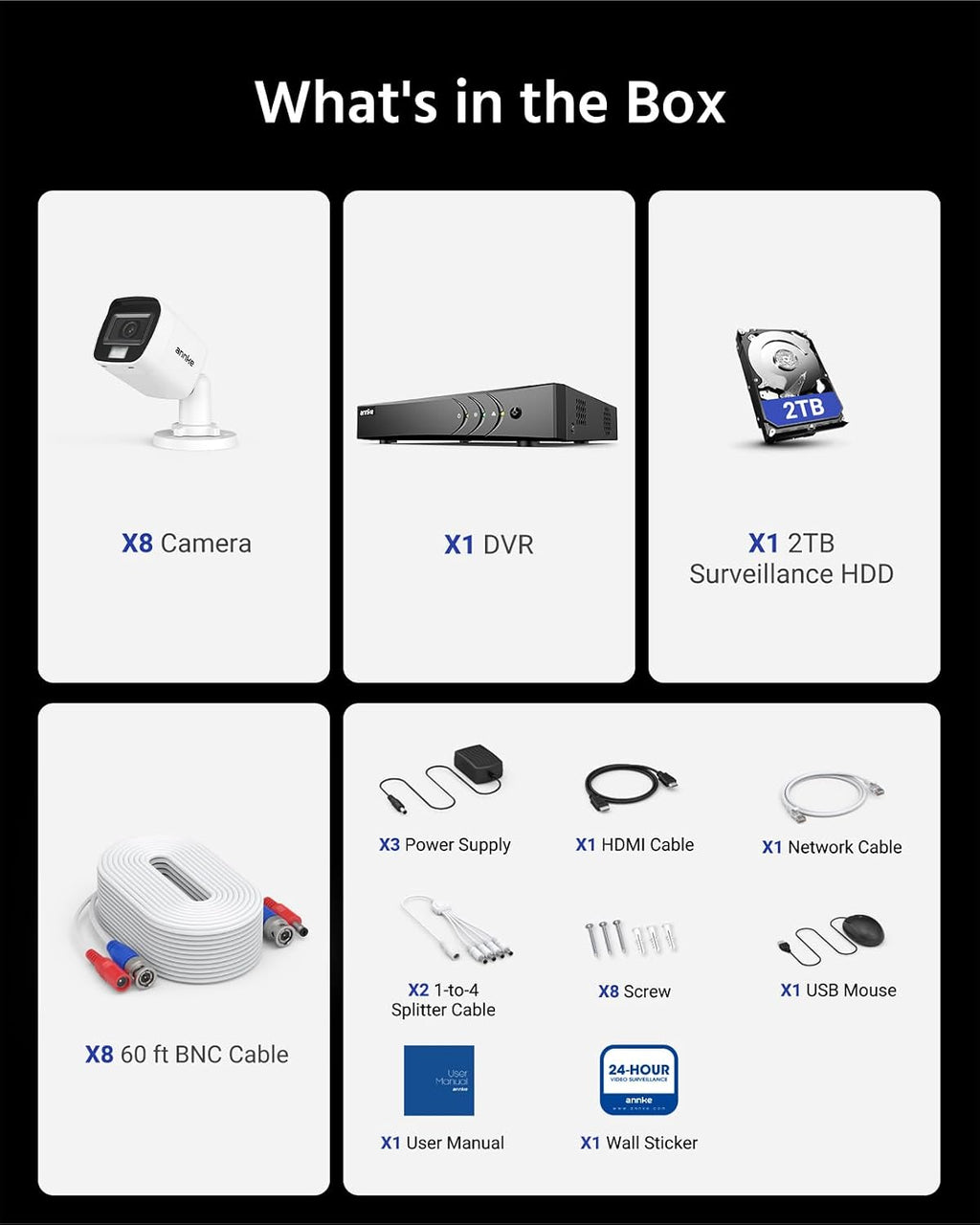 ANNKE 8CH 3K Security Camera System with Smart Dual Light, 8 Channel Surveillance AI DVR with Human/Vehicle Detection, 8x 5MP (2960 * 1665) CCTV Analog Cams with Mic, IP67, Color Night Vision, 2TB HDD