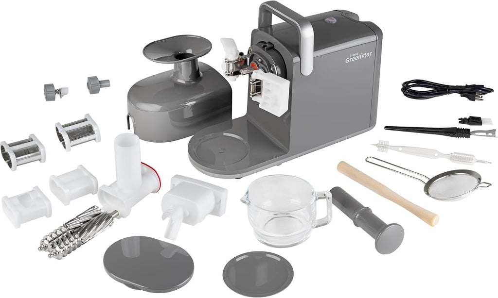 Tribest Greenstar 5 GS5 All Stainless Steel Twin Gear Cold Press Masticating Juicer with Easy Clean Housing, Screen Cleaning Tool and Glass Pitcher, Gray