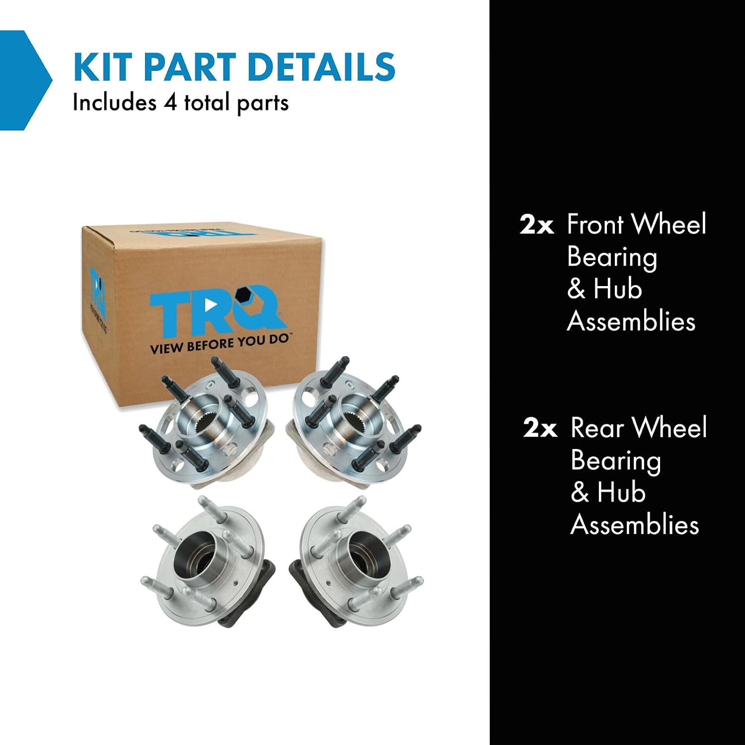 TRQ 2 Piece Front Rear Wheel Bearing & Hub Assembly Set Compatible with 2010-2017 Chevrolet Equinox GMC Terrain
