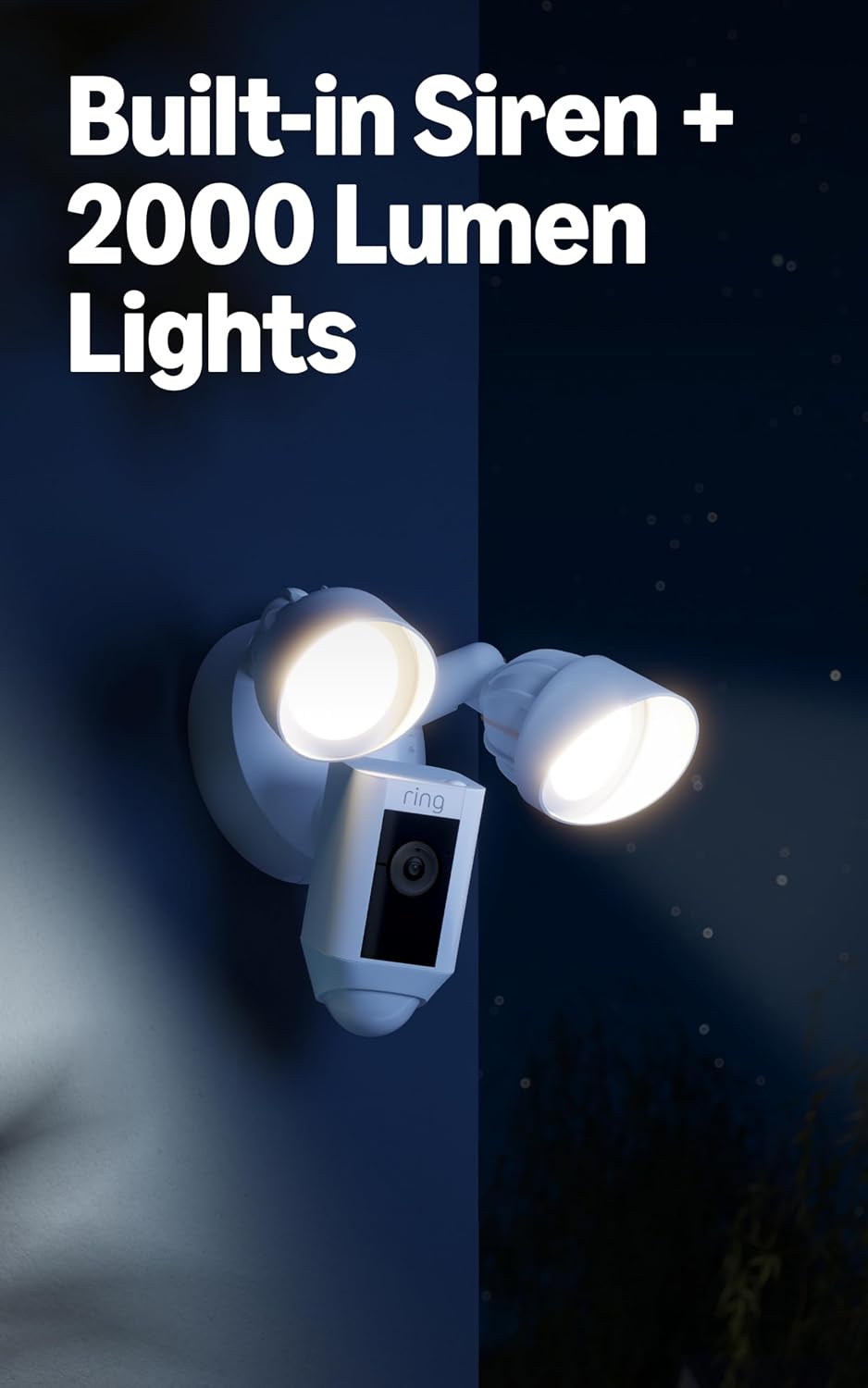 Like-New Ring Floodlight Cam Wired Plus (newest model), Outdoor home or business security with motion-activated 1080p HD video and floodlights, White
