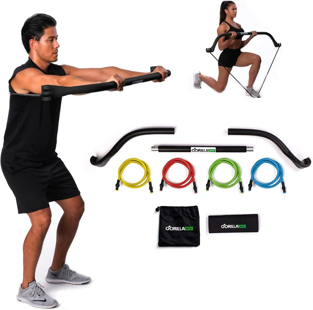Gorilla Bow Travel All-in-ONE Strength Training Equipment, Portable Home Gym System, 100 Plus Quality Workouts for Travel, Home Gym & Outdoor Includes Workout Guide and Videos
