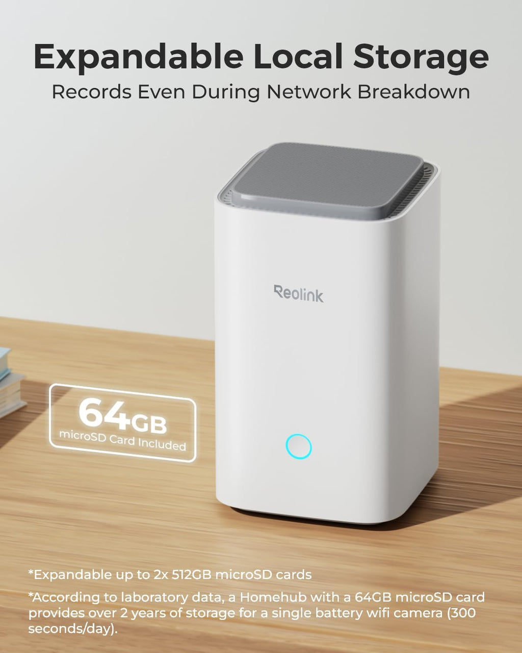 REOLINK Home Hub Centralized Control for up to 8 REOLINK Battery/WiFi Security Cameras, Encryption Privacy, 2.4/5GHz WiFi, No Monthly Fee, 64GB SD Card Installed, No Third-Party Support