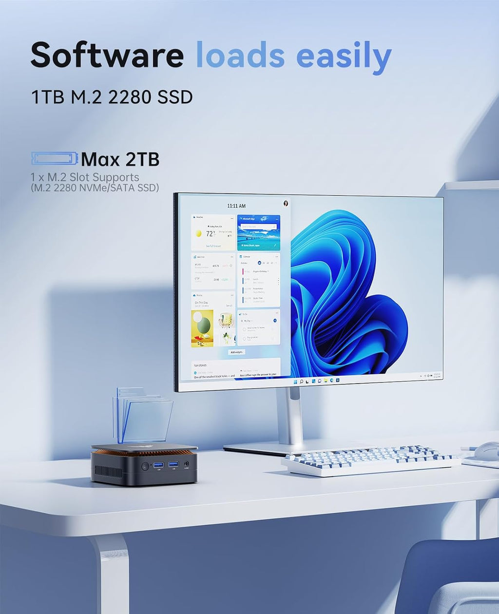 KAMRUI Essenx E1 N97 Mini PC, Dual 4K HDMI, 16GB RAM 256GB SSD, High-Speed Gigabit Ethernet Wi-Fi Bluetooth Ultra Silent