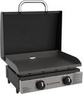 Blackstone 1813 Original 22' Tabletop Griddle with Hood and Stainless Steel Front Plate, Powder Coated Steel, Black