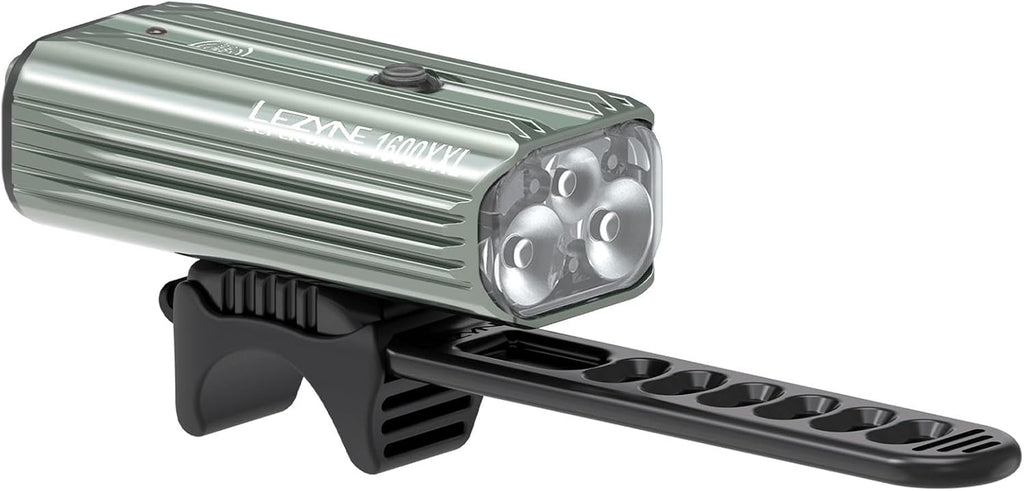 LEZYNE Super Drive Bicycle USB Rechargeable IPX7 White LED Front Light with Multiple Solid & Flash Modes | Integrated Silicone Rubber Strap Mount | Smart Connect
