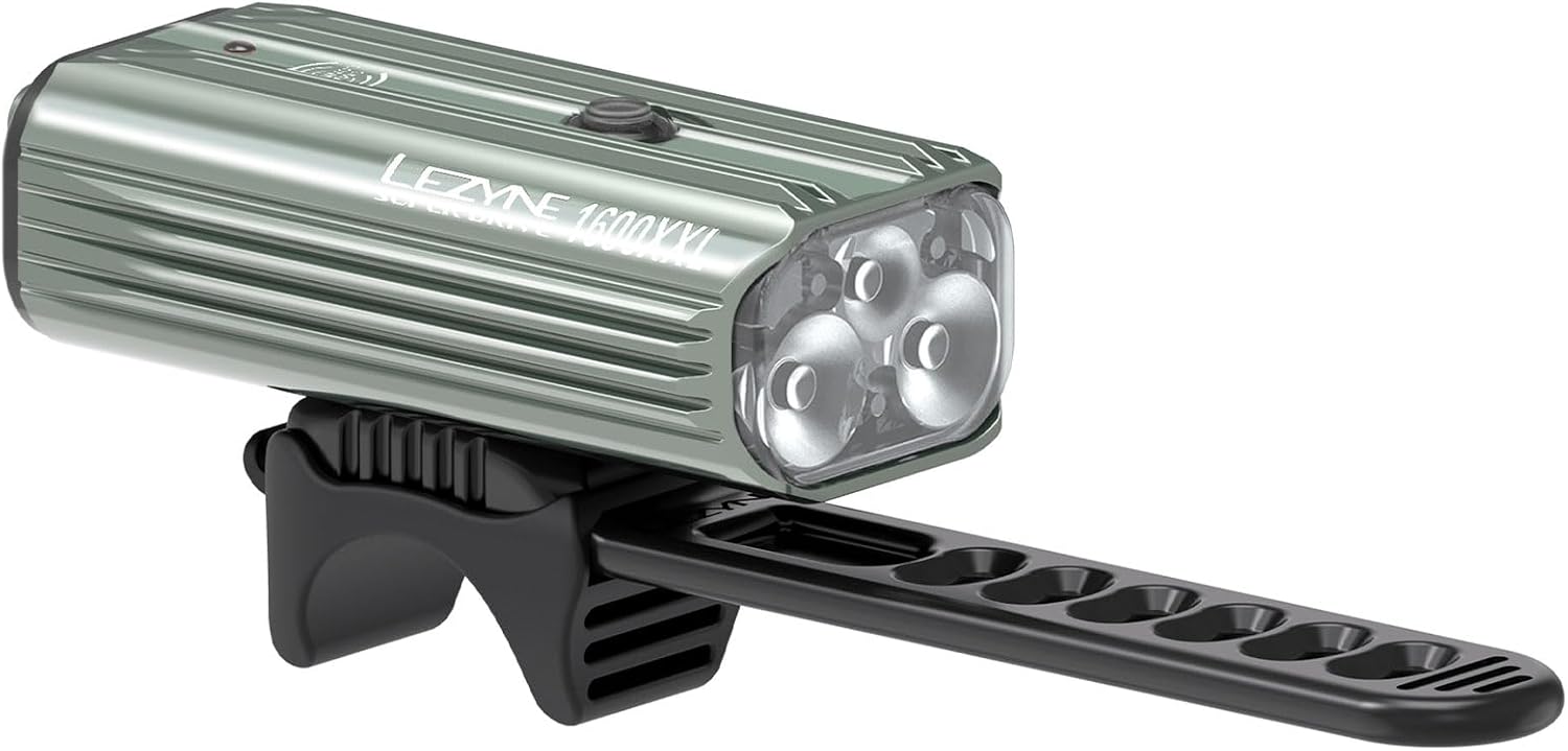 LEZYNE Super Drive Bicycle USB Rechargeable IPX7 White LED Front Light with Multiple Solid & Flash Modes | Integrated Silicone Rubber Strap Mount | Smart Connect