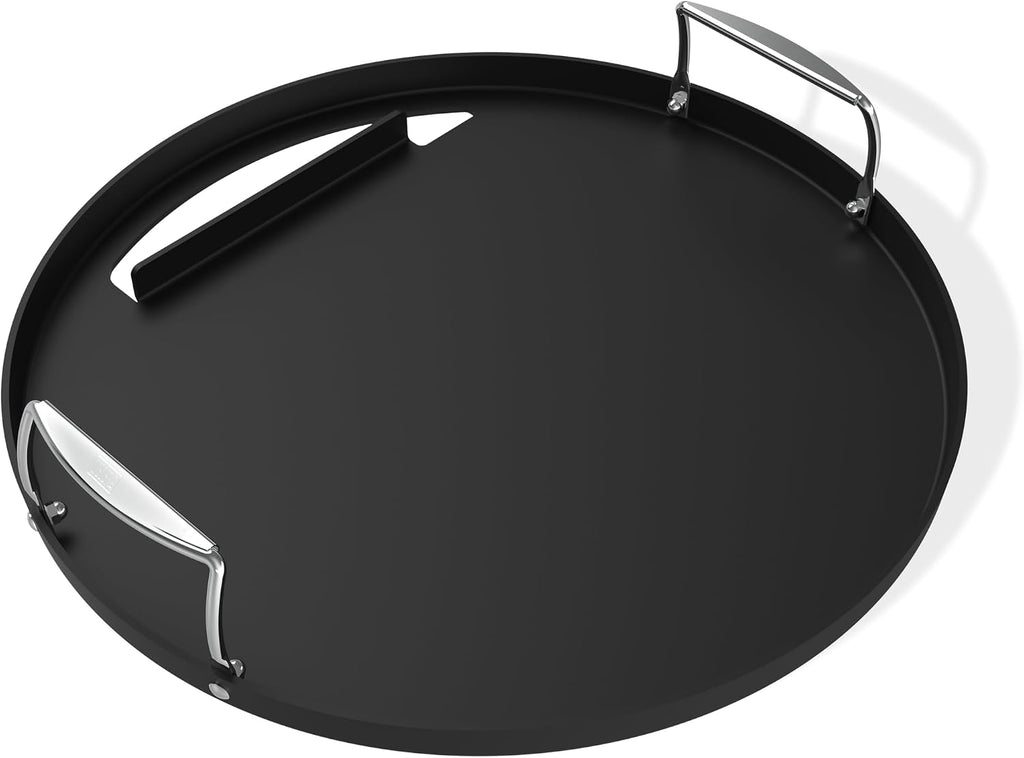 Weber Rust‑Resistant 22' Round Griddle Insert – Pre‑Seasoned Carbon Steel with Handles, Edge‑to‑Edge Cooking Surface, Fits 22' Weber Kettle Grills