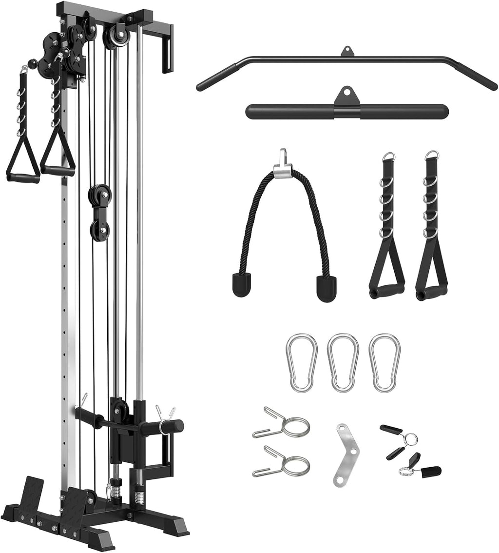 Mikolo Wall Mount Cable Station, Cable Crossover Machine with Dual Pulley System and 18 Adjustable Positions for Home Gym Fitness Equipment